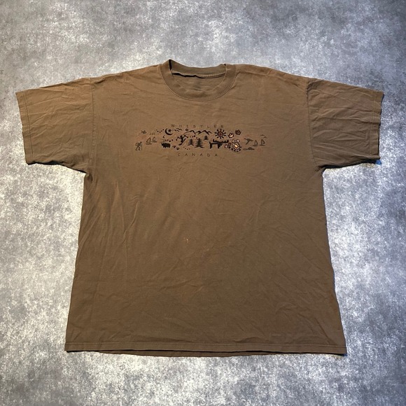 Vintage Whistler Canada Faded Brown Graphic T Shirt Men's XL - Picture 2 of 5